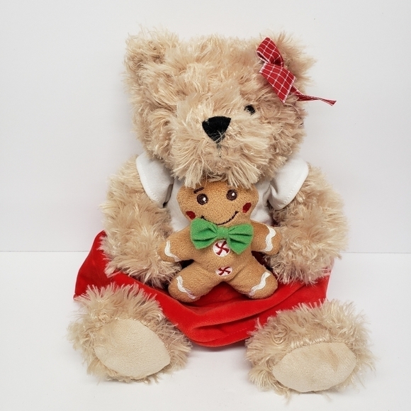 Get Your Hands on a Ganz 13" Ginger Teddy Bear Gingerbread Men Christmas Plush - Picture 1 of 6